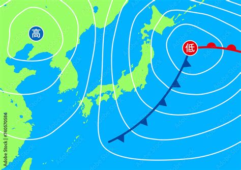 東低西高|気圧配置 気団・前線・気圧配置・天気図・気圧系の発達、移動。